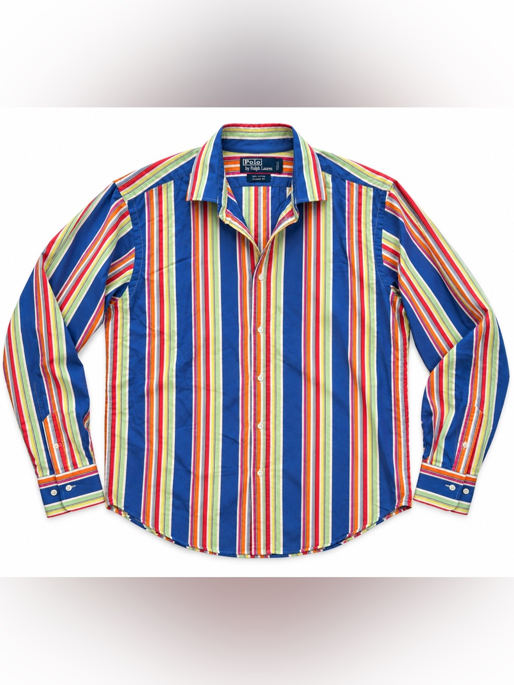 Polo by Ralph Lauren Blue Red Yellow Green Multi-Stripe Button-Down Shirt